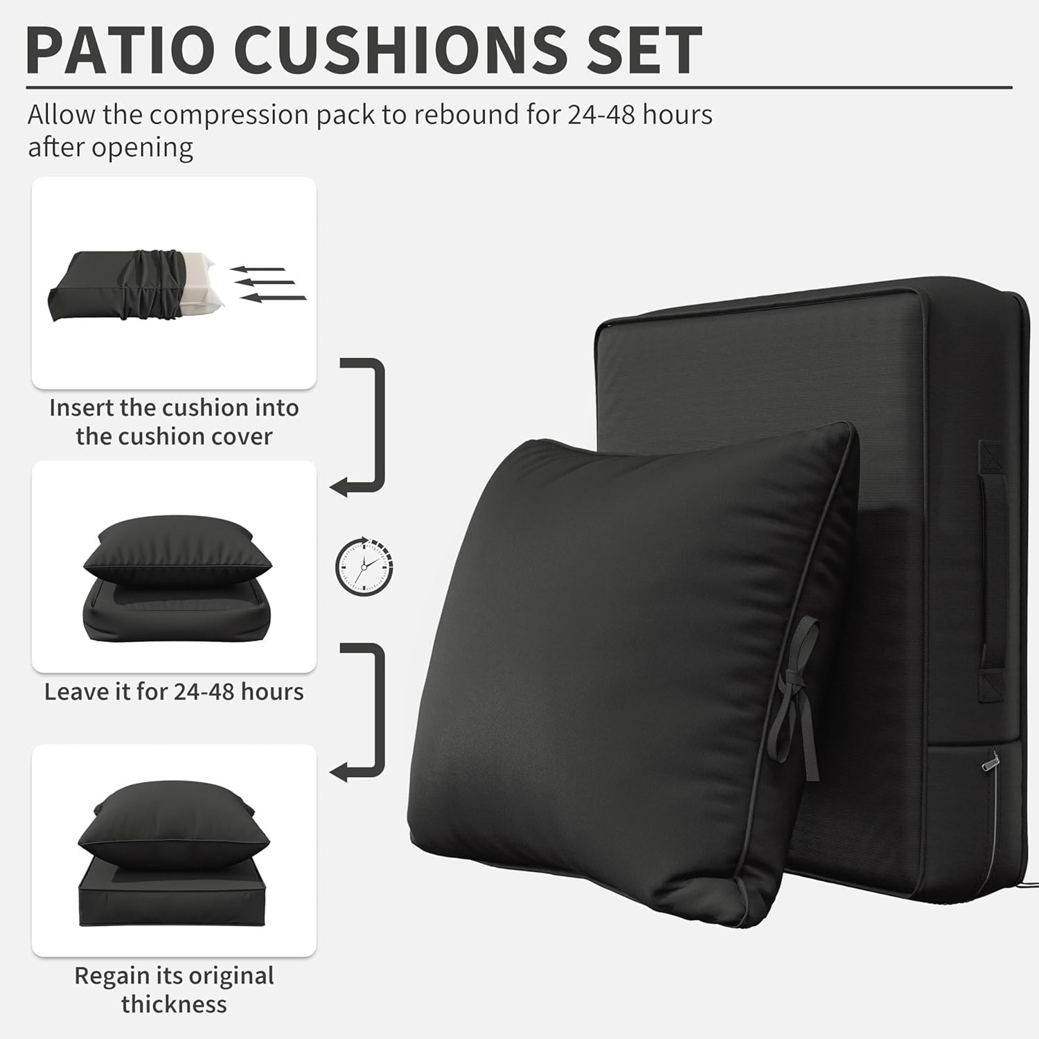 Premium Outdoor Seat Cushion Chair Cushions for Patio Furniture 22 L X 24 W X 5