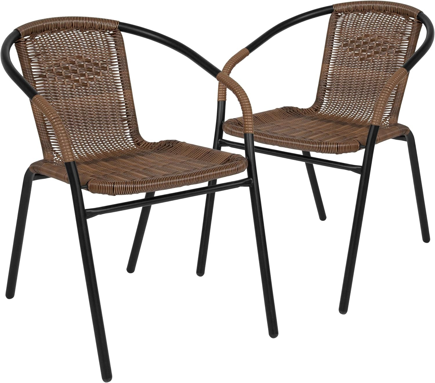Lila Modern Rattan Indoor/Outdoor Stackable Dining Chairs, Stacking Rattan Bistr