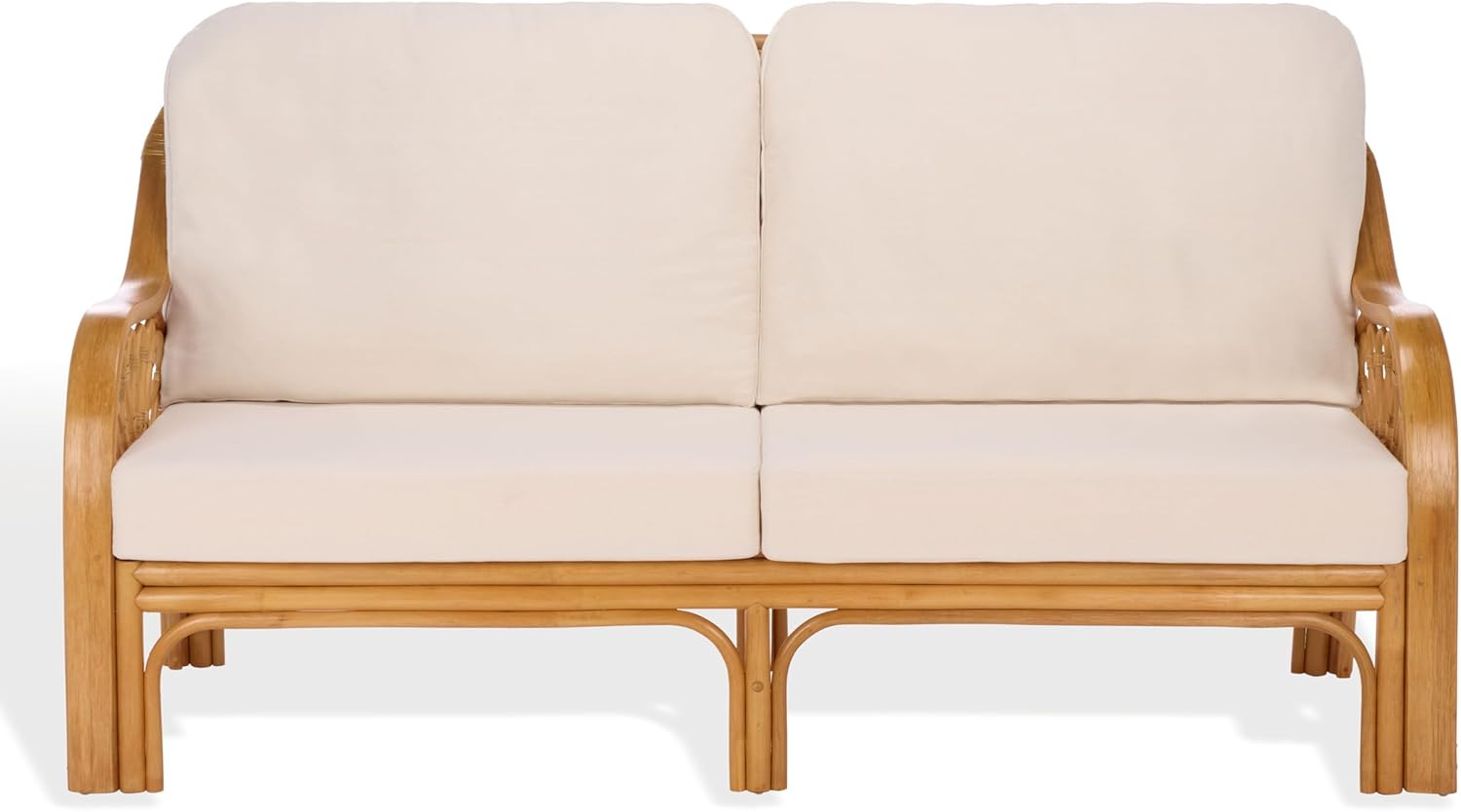 Isaias Rattan Loveseat with Removable Cushions – Coastal Boho Style
