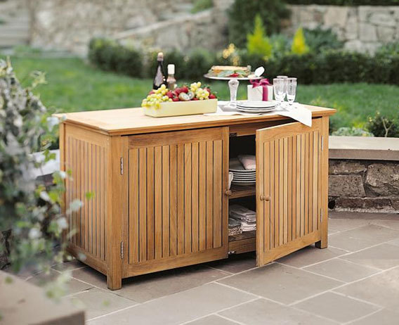 A GRADE TEAK WOOD POOL STORAGE BOX CHEST CABINET GARDEN OUTDOOR PATIO FURNITURE