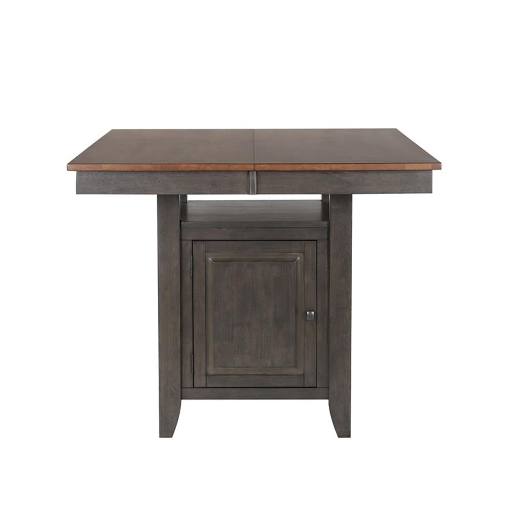 Dakota 9PC Extendable 42-54-in Pub Dining Storage Table Set in Brown & Gray Wood
