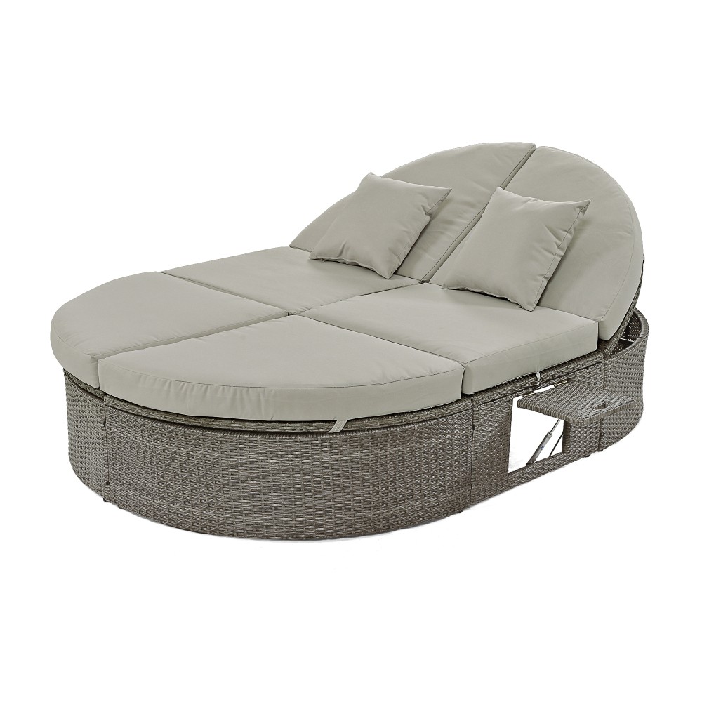 Outdoor Patio Daybed with Cushions, Adjustable Backrest for Lawn Poolside