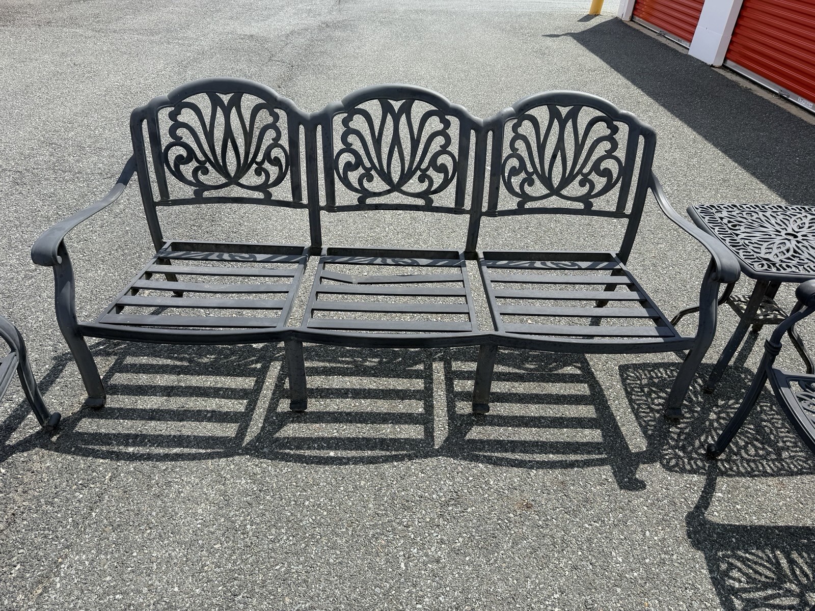 Darlee Cast Conversation Set Bench, 2 Chairs, Coffee Table, Side Table ****