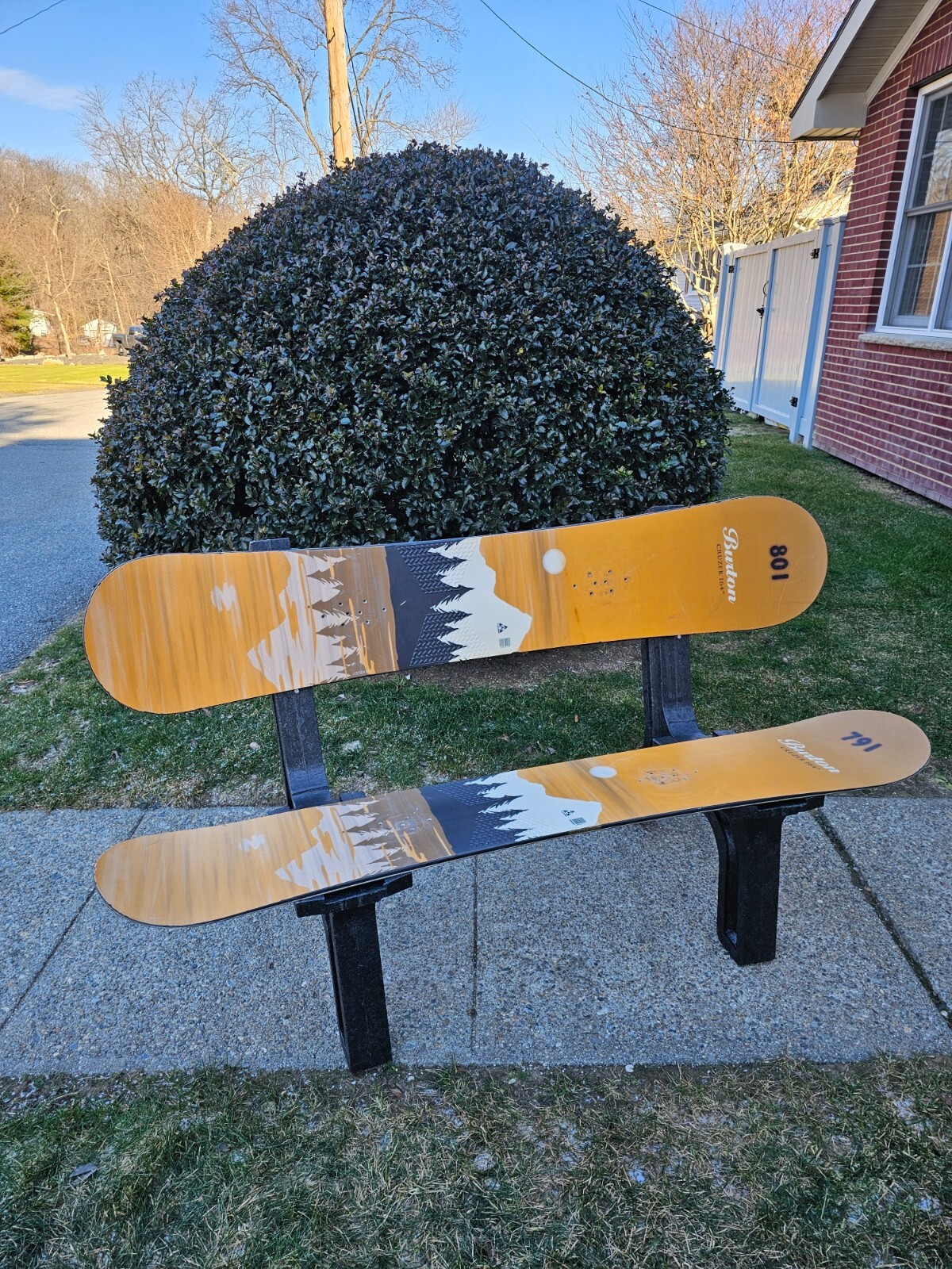 Burton Snow Board Bench made w/ real Burton Snow Boards & Recycled Plastic Legs