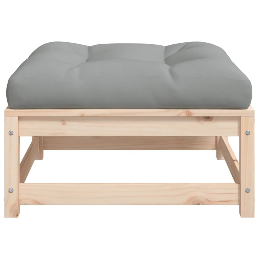 Patio Footstool Grey Solid pine wood Medium Modular Footstool