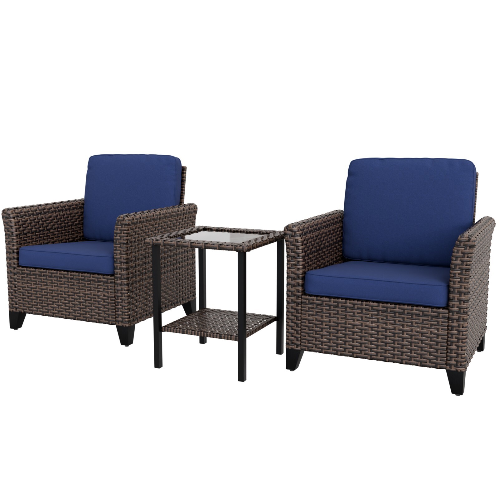 EAGLE PEAK Ocean Vista 3 Piece Outdoor Furniture Set Wicker Bistro Set