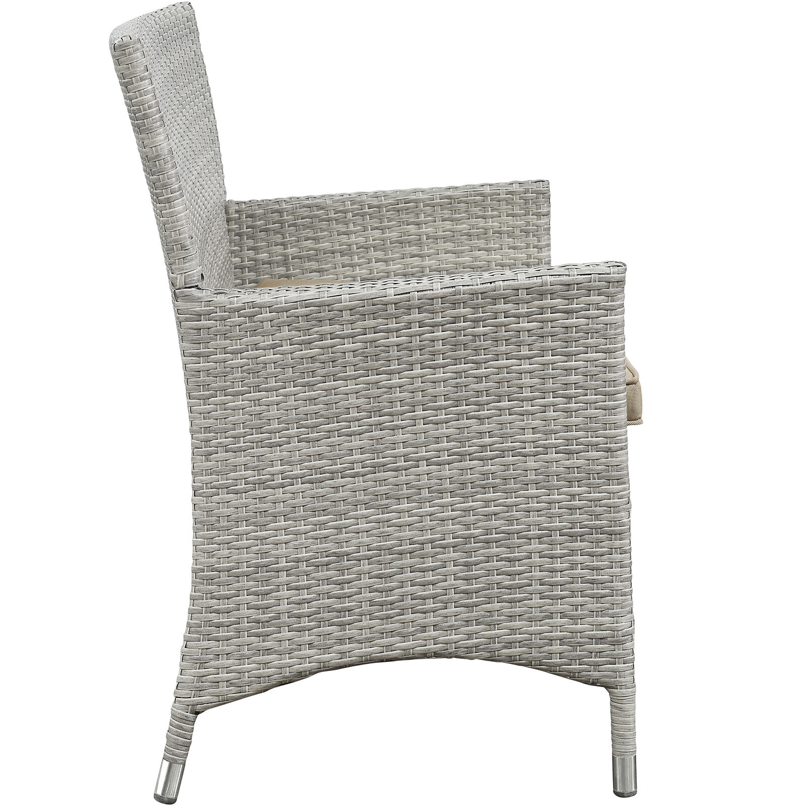 4PC Outdoor Patio Cushioned Wicker Rattan Conversation Set in Light Gray Beige