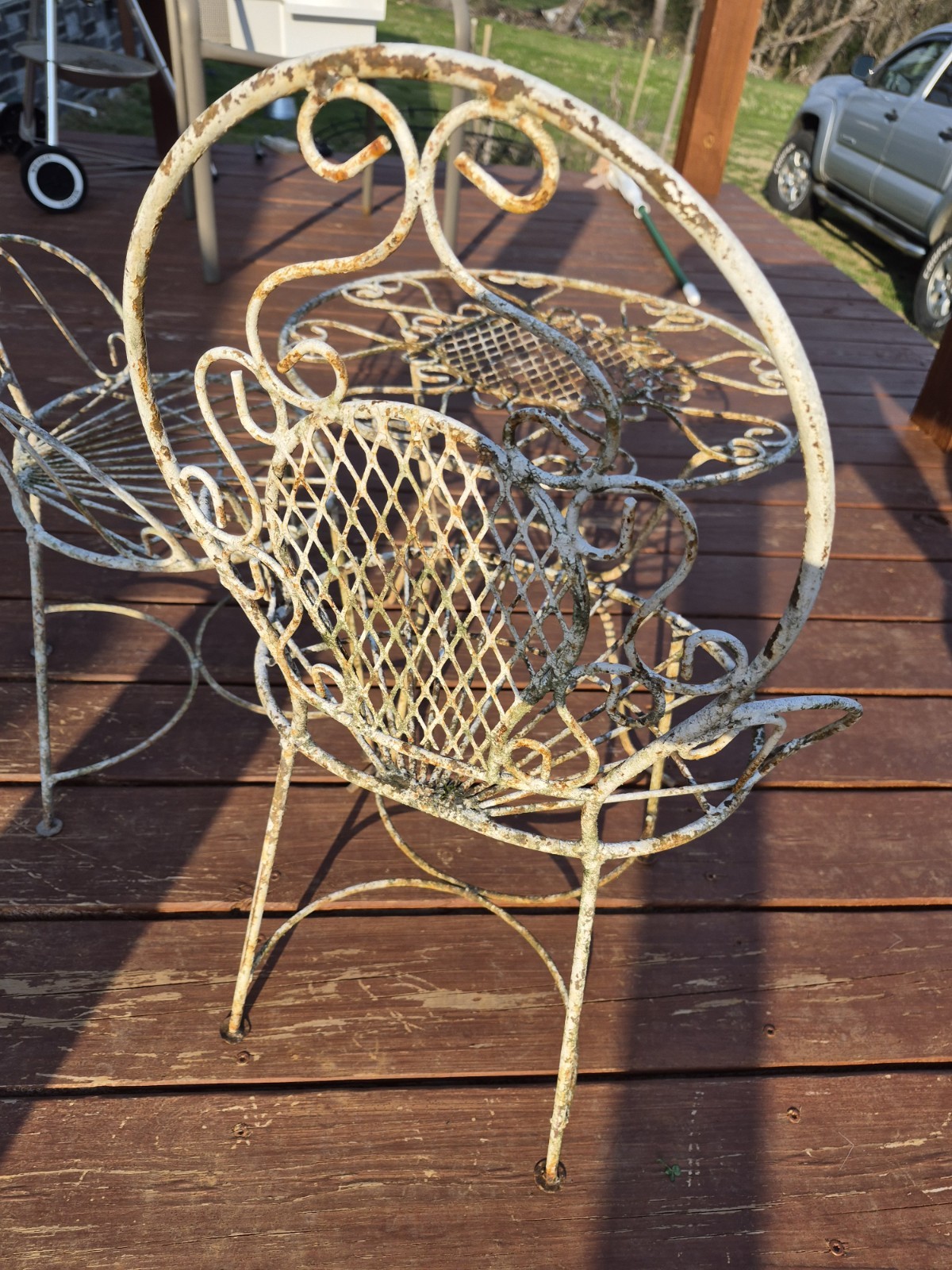 Vintage Mid Century Childrens Wrought Iron Patio Set