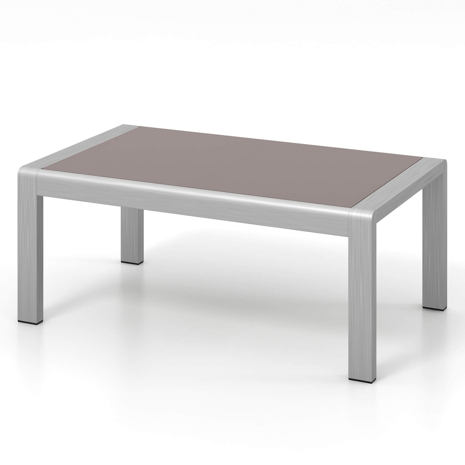 Outdoor Rectangle Coffee Table w/ Tempered Glass Tabletop for Backyard Patio