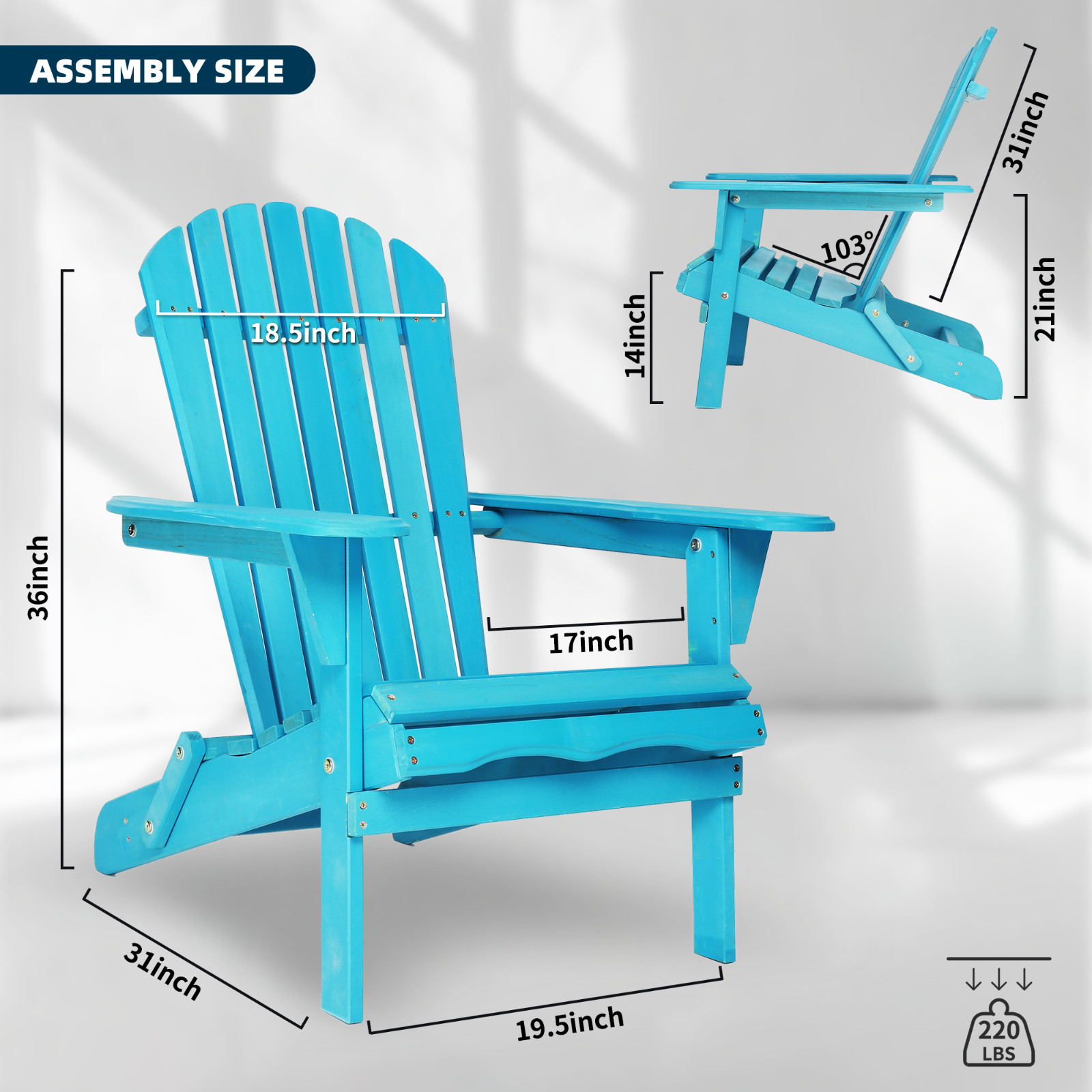 Set of 2 Folding Adirondack Chair Outdoor Patio All Weather Fire Pit Chairs Wood