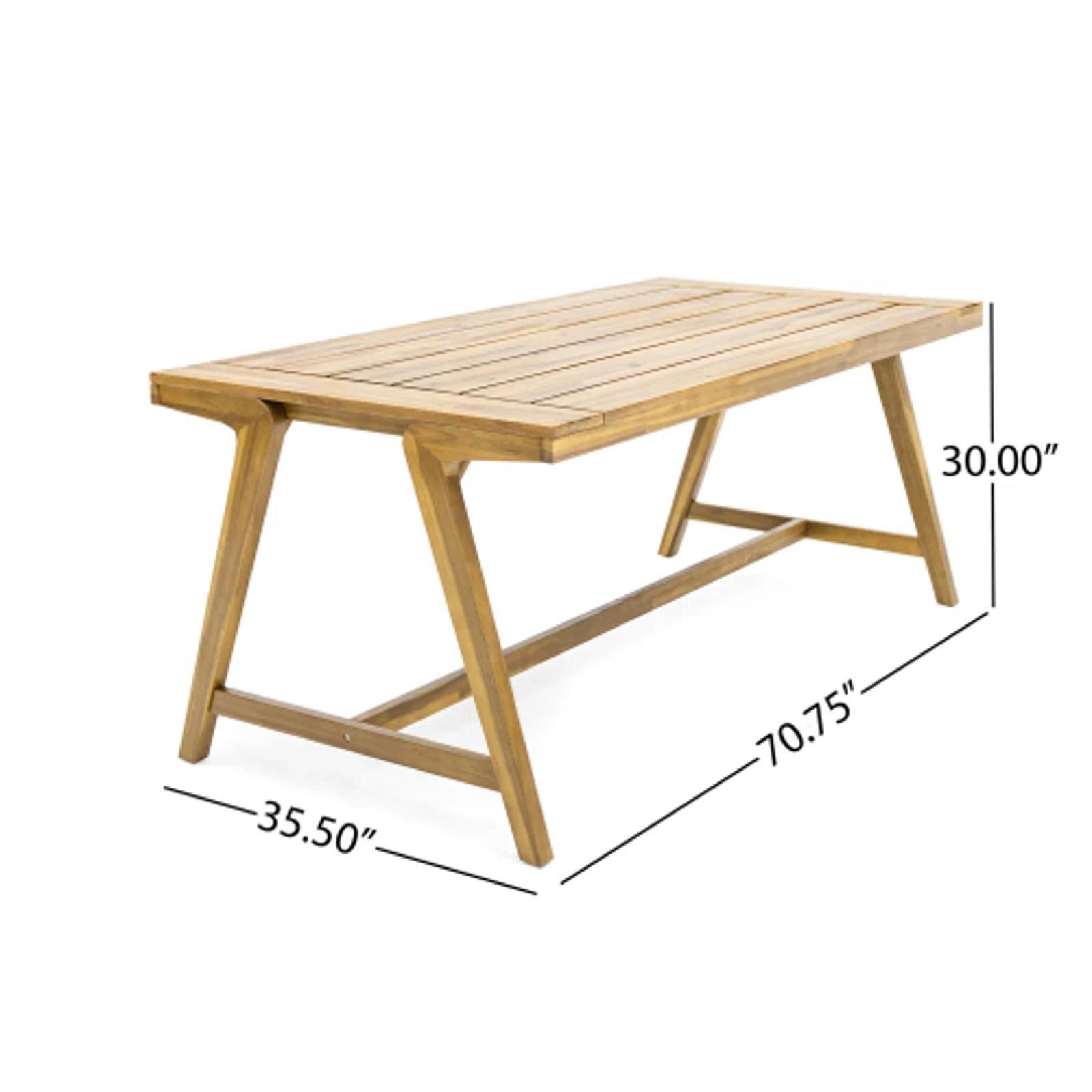 Solid Acacia Wood Outdoor Dining Table, Teak Finish – Modern Garden Deck Set
