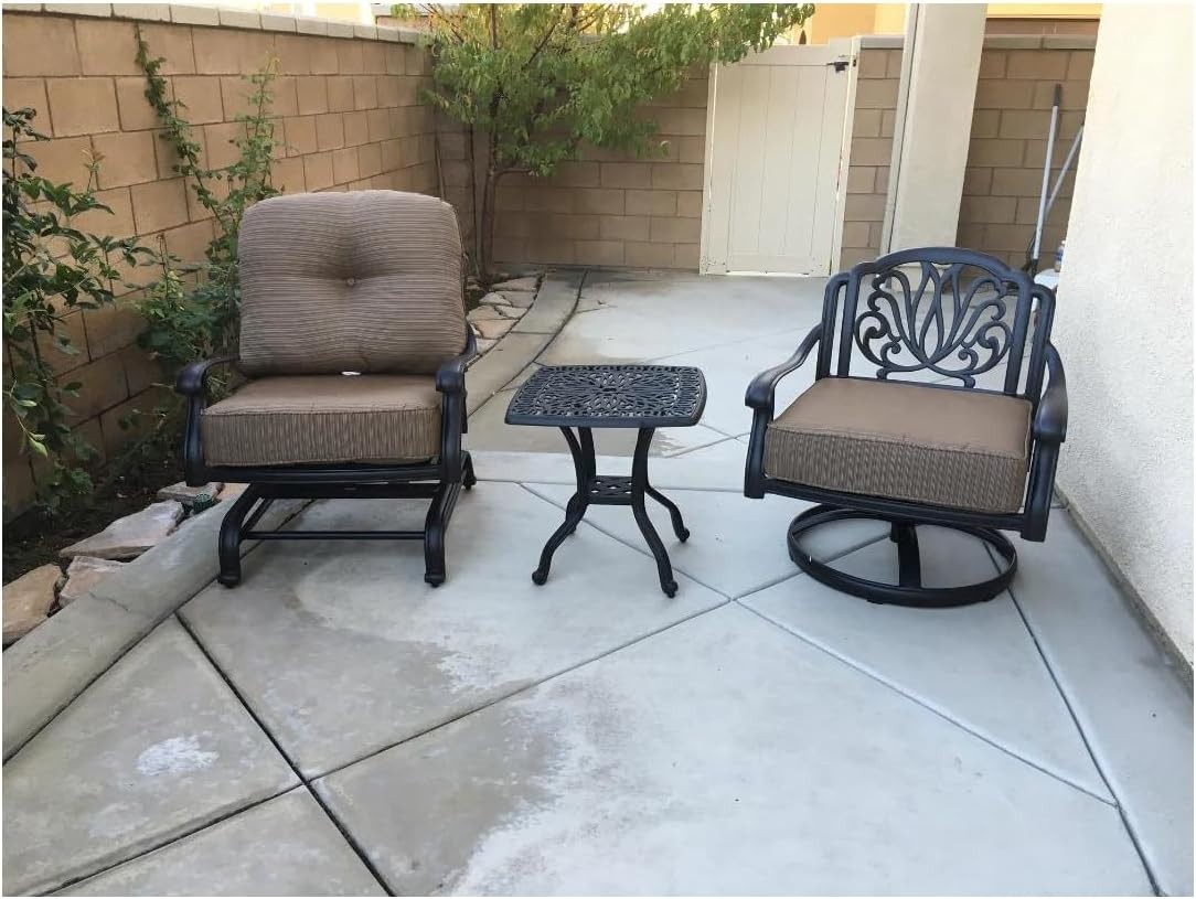 Bistro 3 Piece Set Outdoor Elisabeth Club Rocker – Spring Base Swivel Chairs.