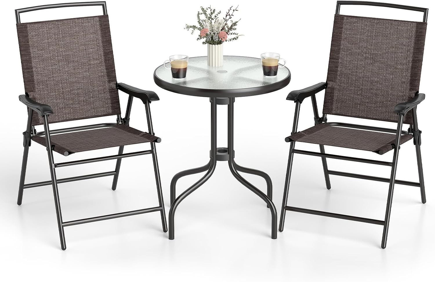 Bistro Table & Chairs Set of 2 Outdoor 3 Piece Patio Bistro Set W/ 1.57”