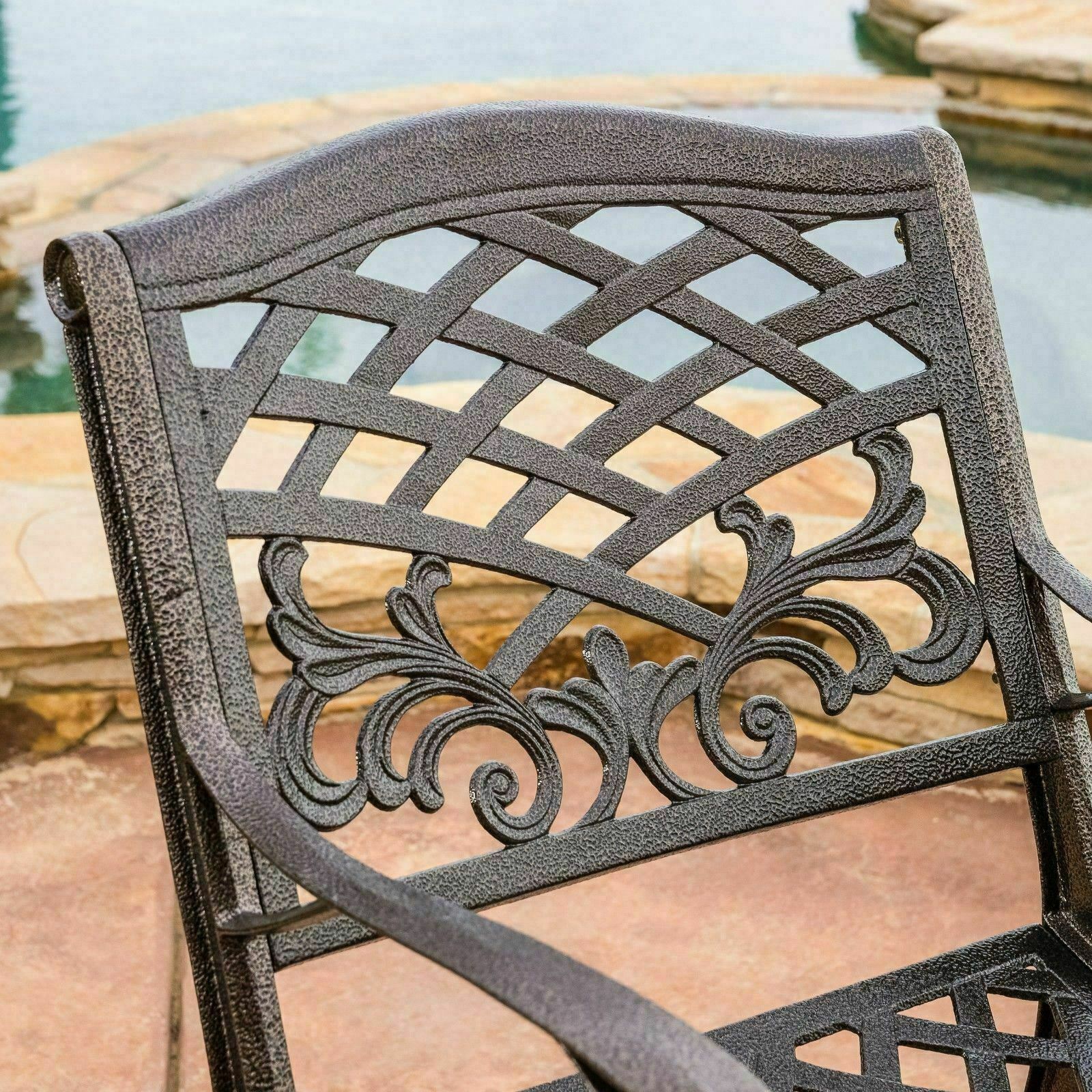 Covington Outdoor 5-Piece Bronze Cast Aluminum Dining Set with Umbrella Hole