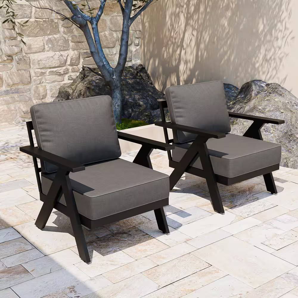 All-Weather Aluminum Garden Outdoor Patio Furniture Metal Lounge Chairs with Gra