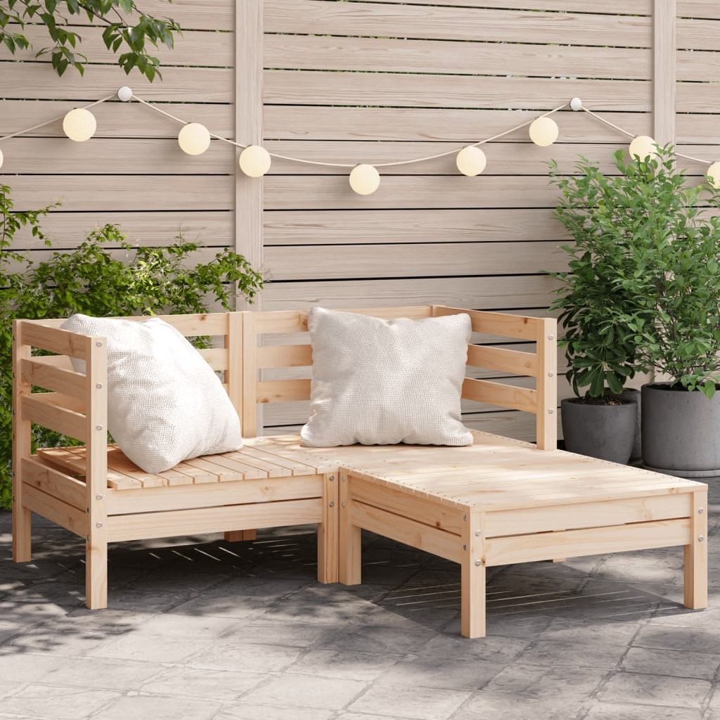 Garden Sofa Natural Pine Solid pine wood 2-Seater Modular