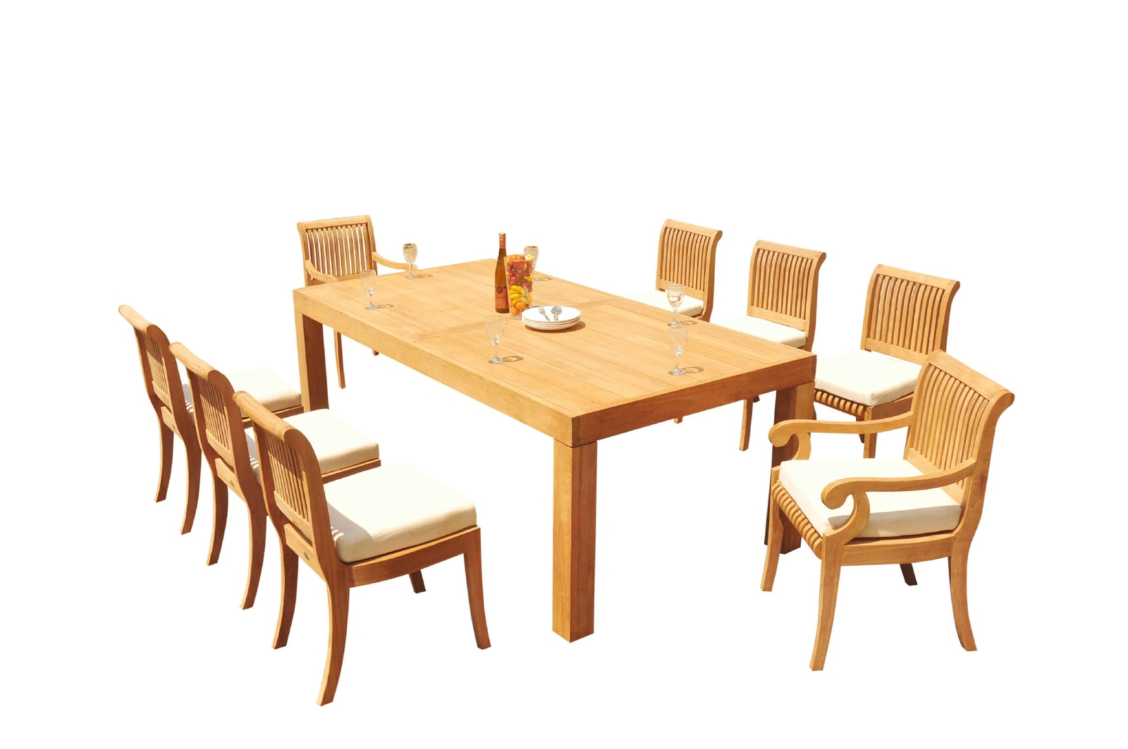 A-Grade Teak 9pc Dining 86″ Canberra Rectangle Table Giva Chair Set Outdoor