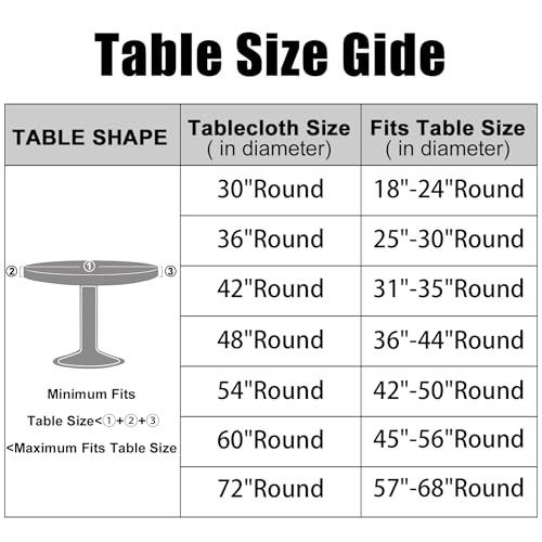 Round Picnic Tablecloth, Waterproof For Up To 45″-56″ Round Grey & White