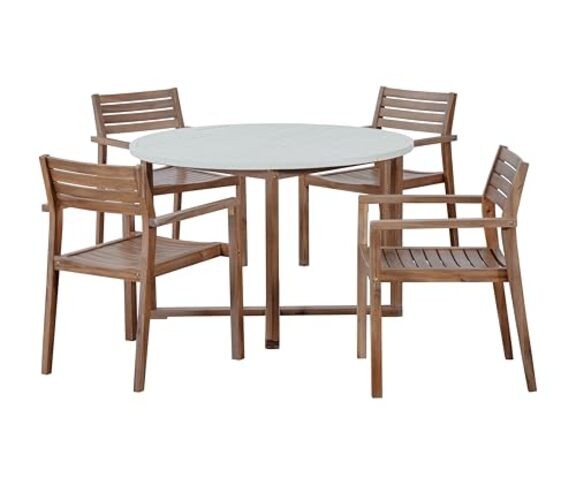 5-Piece Outdoor Dining Set for 4 People, Weather Light Brown+light Gray