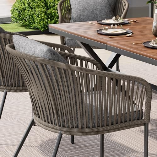 GDFStudio 7-Piece Patio Dining Set, All-Weather Outdoor Furniture with Grey