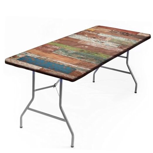 Rectangle Picnic Table Cloth, Wood Rustic Planks 24 x 48 Inch(4FT) Wooden Brown
