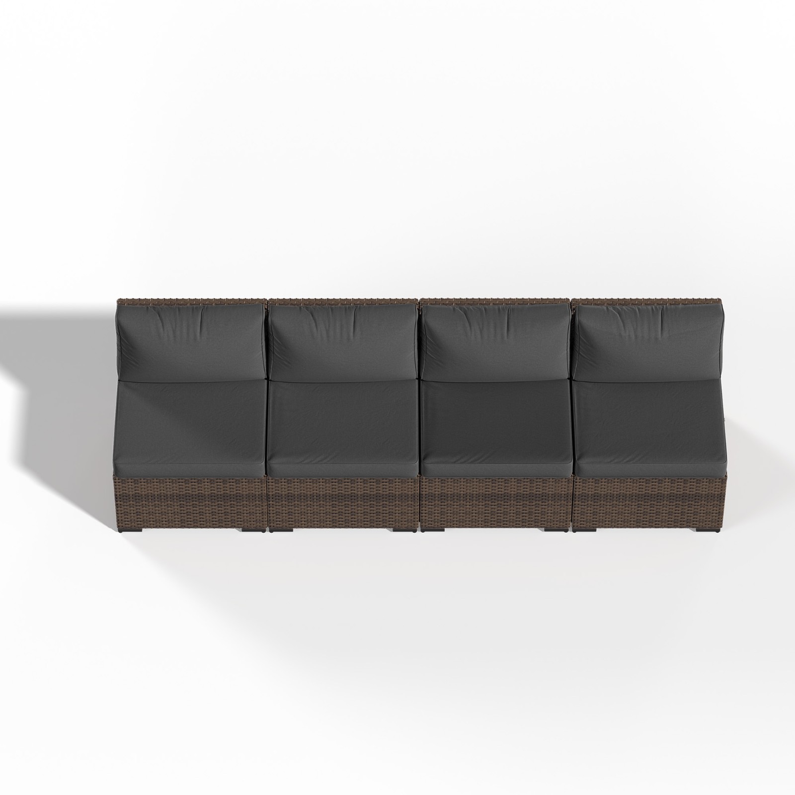4-Piece Brown Rattan Sofa Set with Drak Gray Cushions