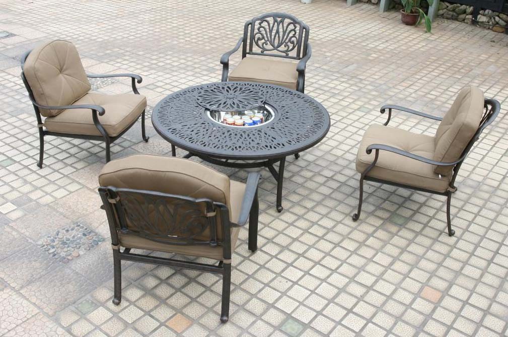 Outdoor conversation 5 piece set with deep seating heavy patio furniture.