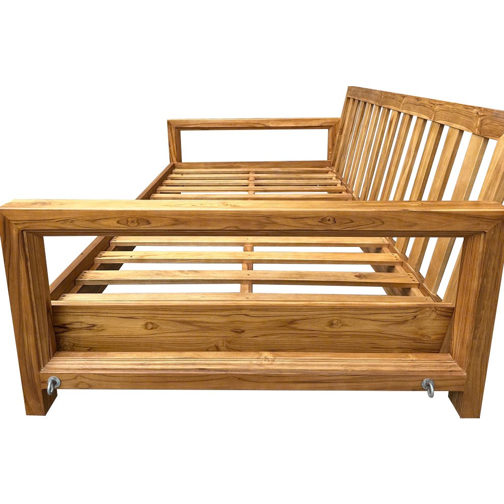 Style1 Complete Set Twin Size Wood Patio Sofa Daybed + Cushion Inserts + Covers
