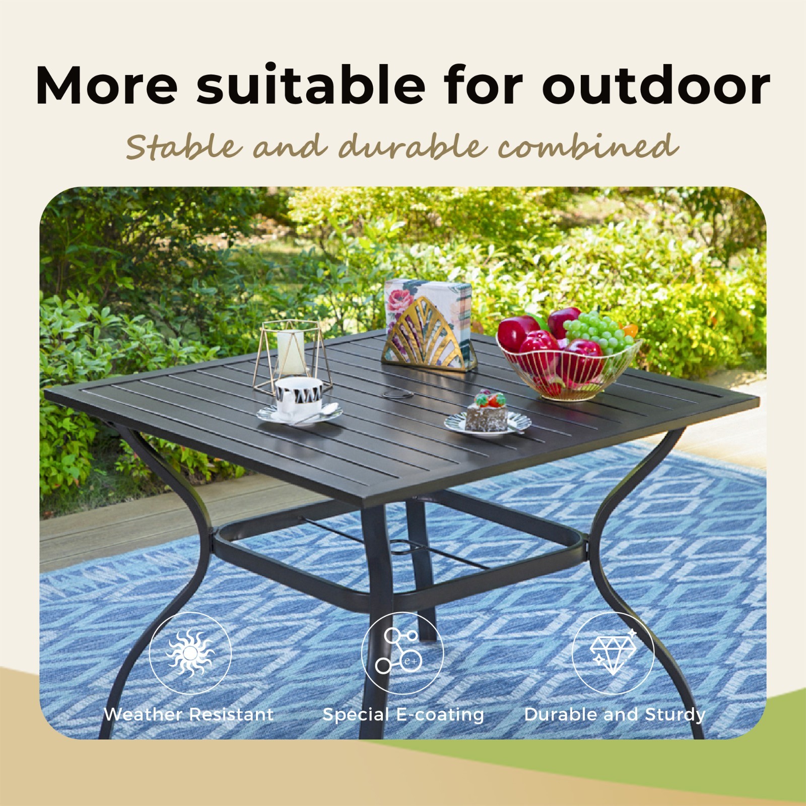 5 Piece Patio Dining Set Outdoor Table and Chairs Set of 4 for Garden Backyard