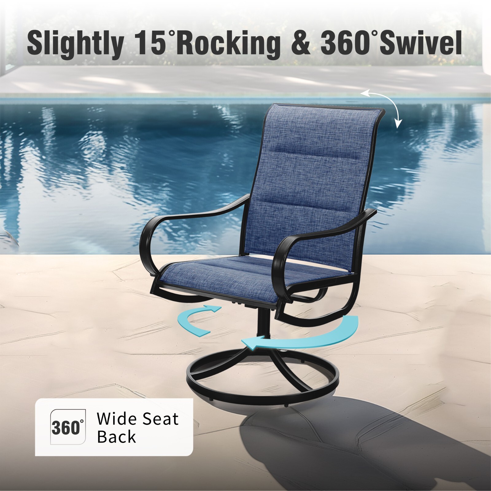 4Pcs Outdoor Patio Dining Set Swivel Chairs & Metal Square Table w/Umbrella Hole
