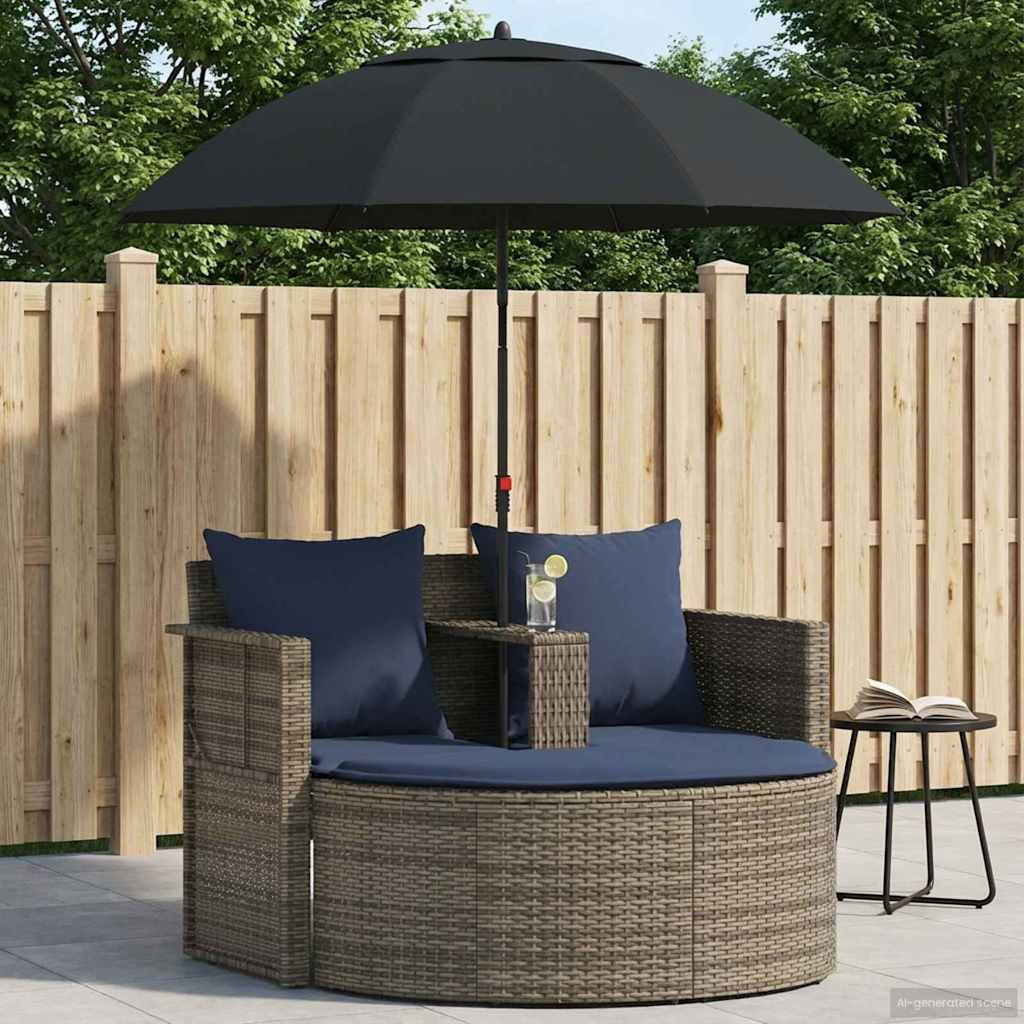 Garden Sofa 8 pcs Poly Rattan Grey and Navy Blue