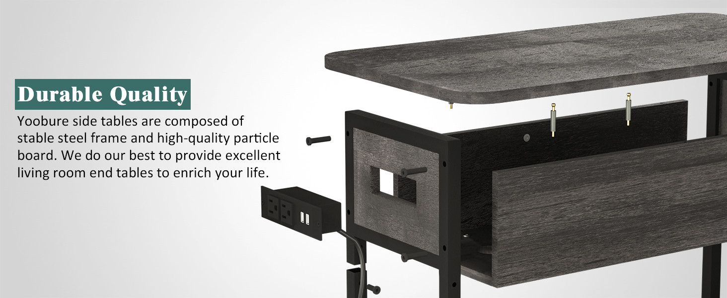 End Table with Charging Stat, Flip Side Table with USB