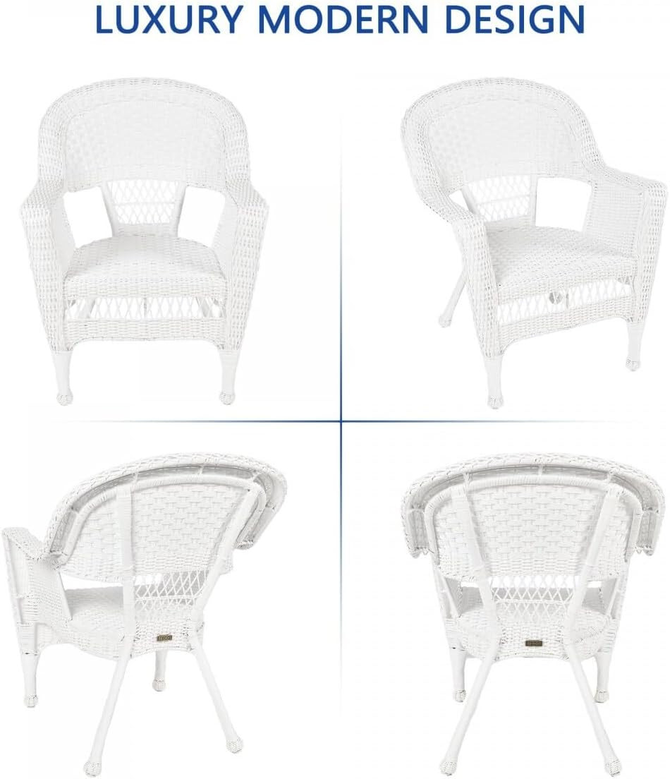 Wicker Patio Chairs (Set of 2) White Wicker