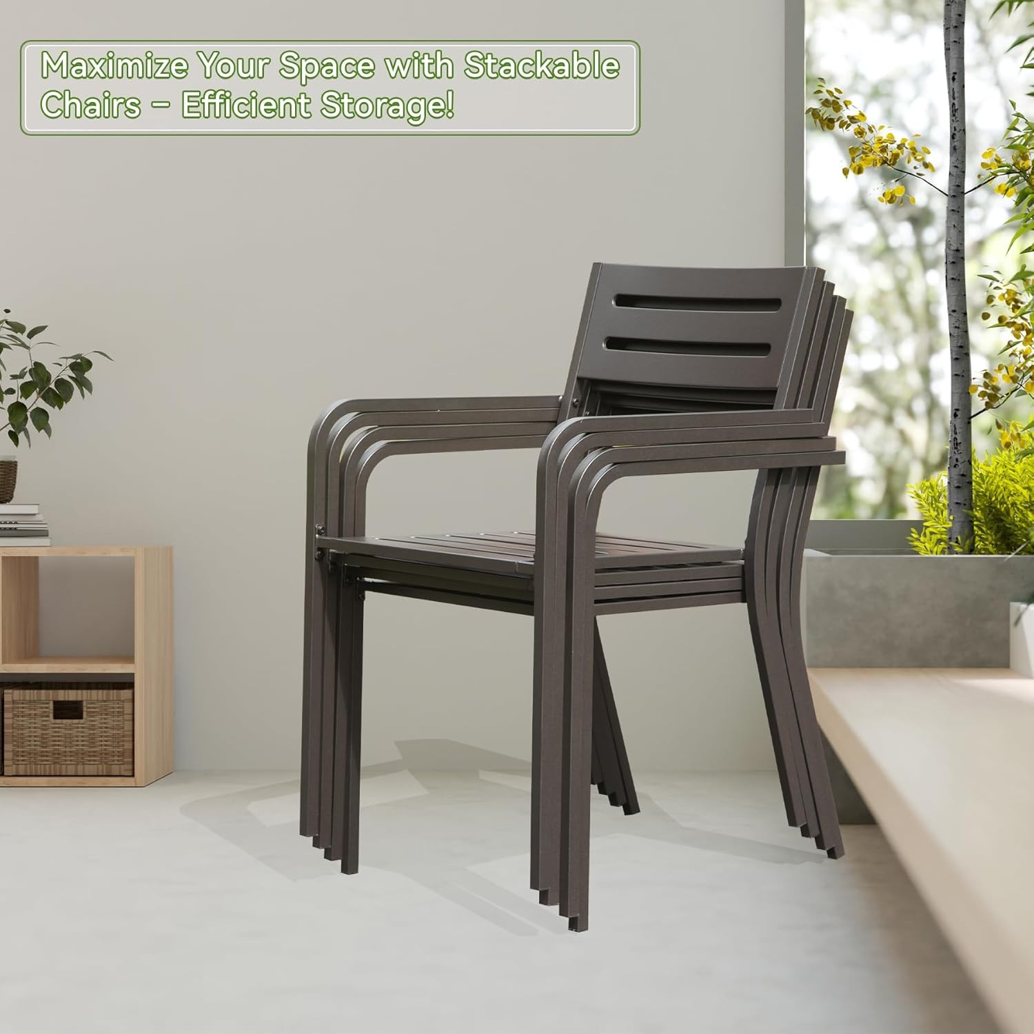 4-Pieces Patio Dining Chairs, Outdoor Heavy Duty Metal Chairs Set of 4
