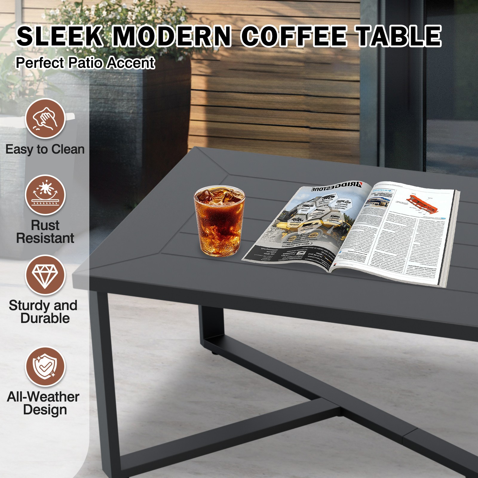 EAGLE PEAK 4 Piece Modern Outdoor Furniture Set Metal Patio Furniture Set