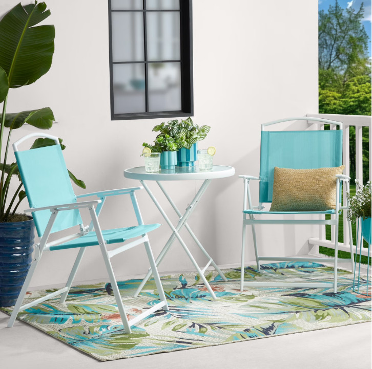 Mainstays Albany Lane 3-Piece Outdoor Patio Bistro Set Aqua