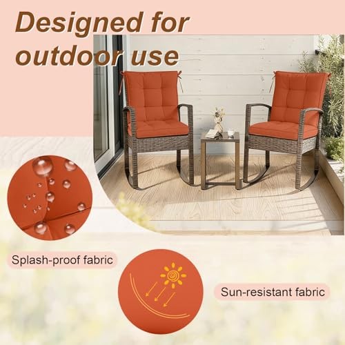 2 Piece Outdoor Patio Chair Cushions, Fade 24x24x6 inch – 2 pieces Orange