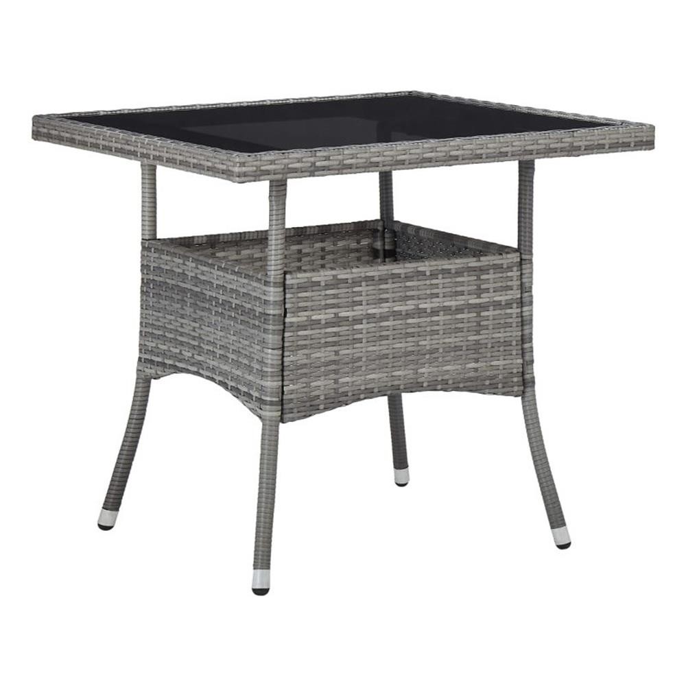 Bowery Hill Dining Set in Gray w/ Poly Rattan Small Removable Covers