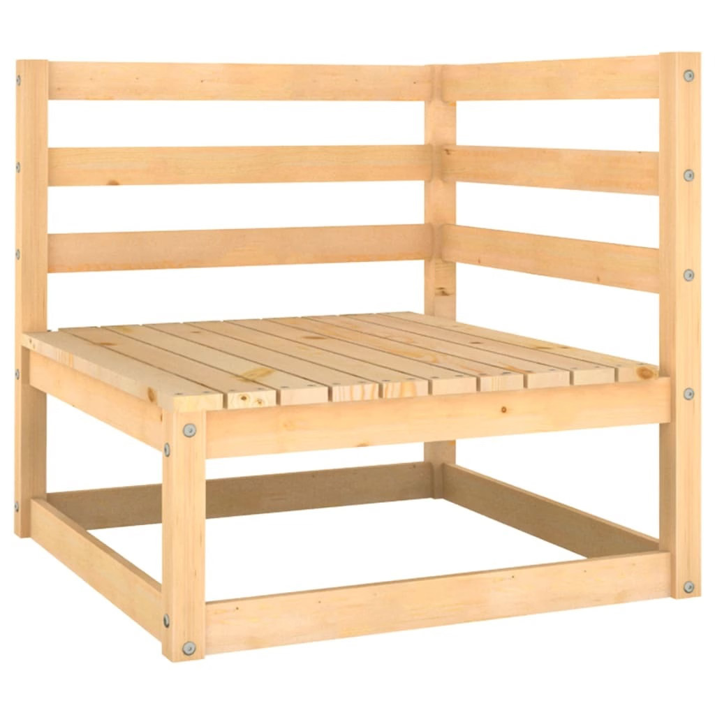 Patio Corner Sofa with Gray Cushions Solid Wood Pine