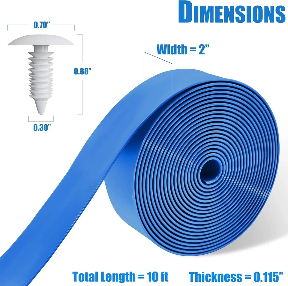 Vinyl Straps for Patio Chair Repair Kit 2” 10 Ft strap + 20 rivets, Blue