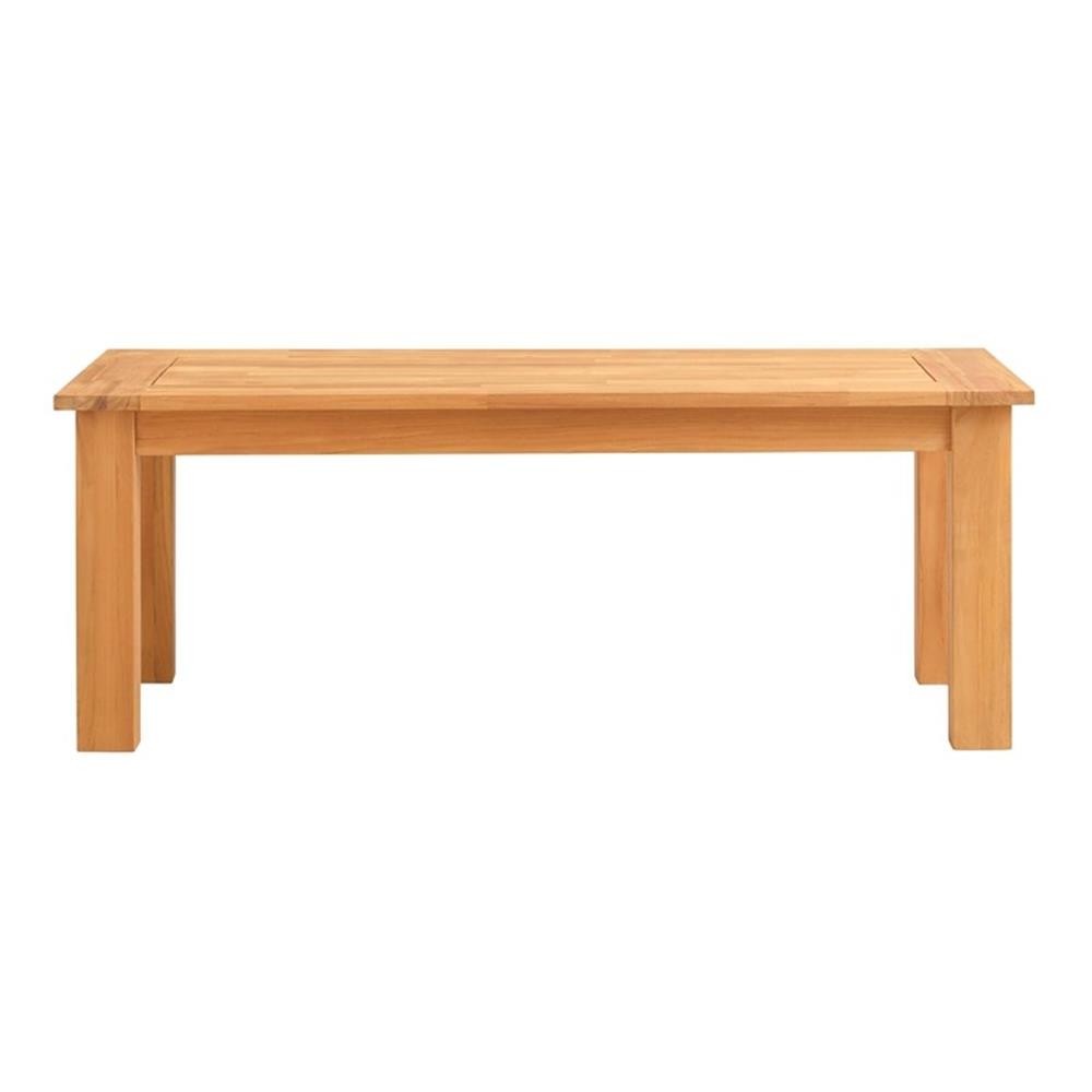 Pemberly Row Modern Solid Teak Outdoor 18″ High Coffee Table in Natural Oil
