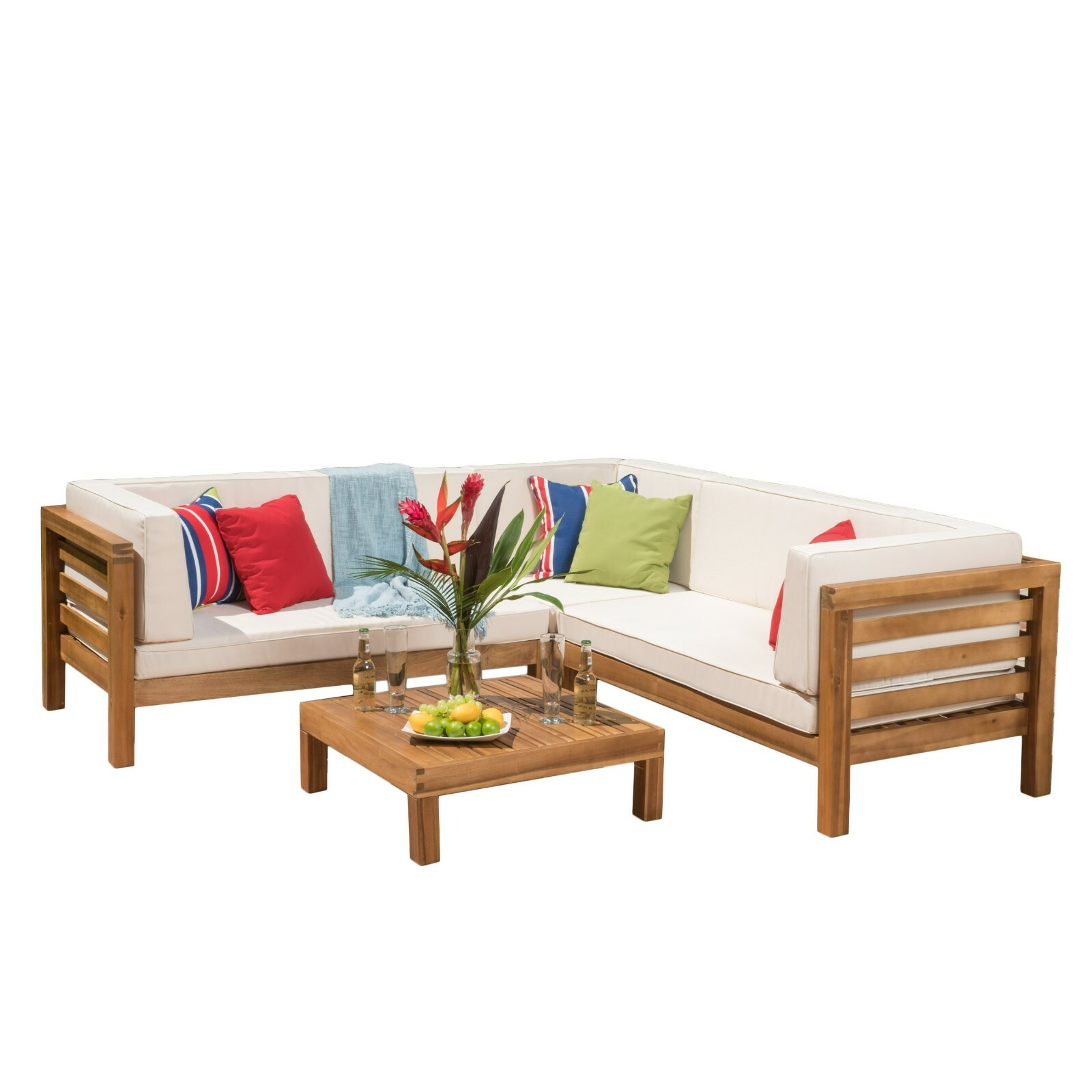 Ravello 4 Piece Outdoor Wooden Sectional Set