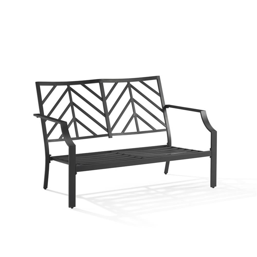 Pemberly Row 2-Piece Modern Metal Conversation Set in Gray/Matte Black