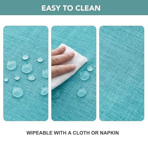 Outdoor Tablecloth with Umbrella Hole – Patio 84″ x 60″ (Rectangular) Teal