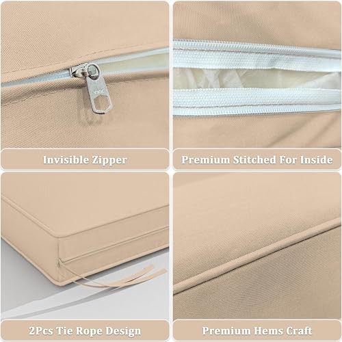 3 Pack Outdoor Patio Seat Cushions Replacement Covers Fit for 4 Pieces New-sand