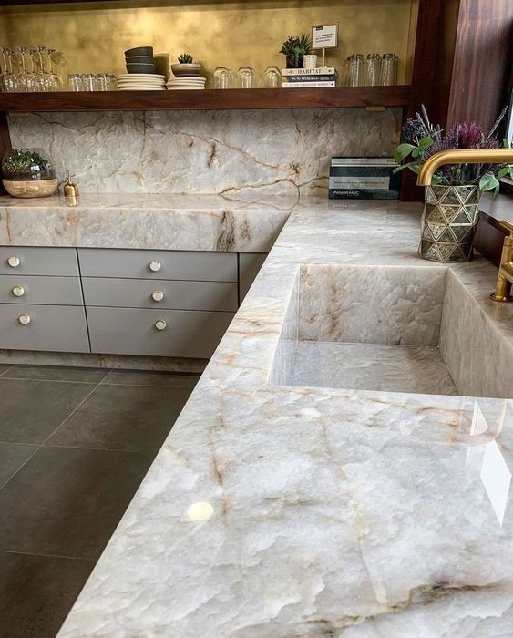 White Quartz Stone Countertop – Elegant Durable Slab for Home Renovation