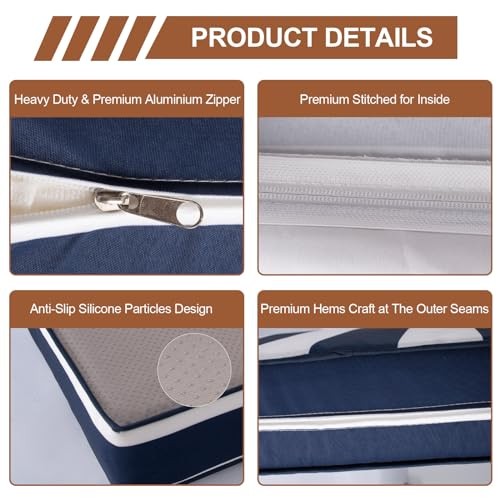 14 Piece Outdoor Patio 25.6″L x 25.6″W x 4″H (covers) Blue & White Stripes