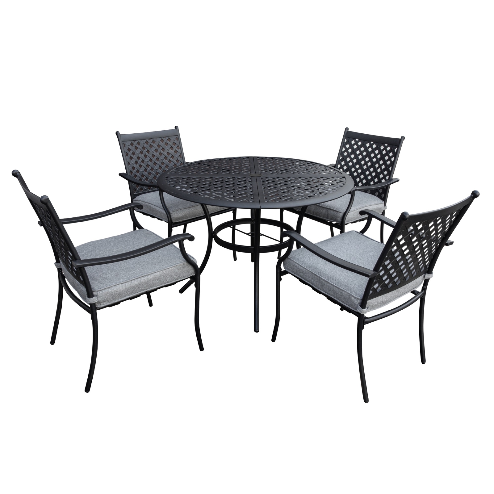 Garden Elements Outdoor 5-Piece Steel Patio Set, Table and 4 Chairs, Black