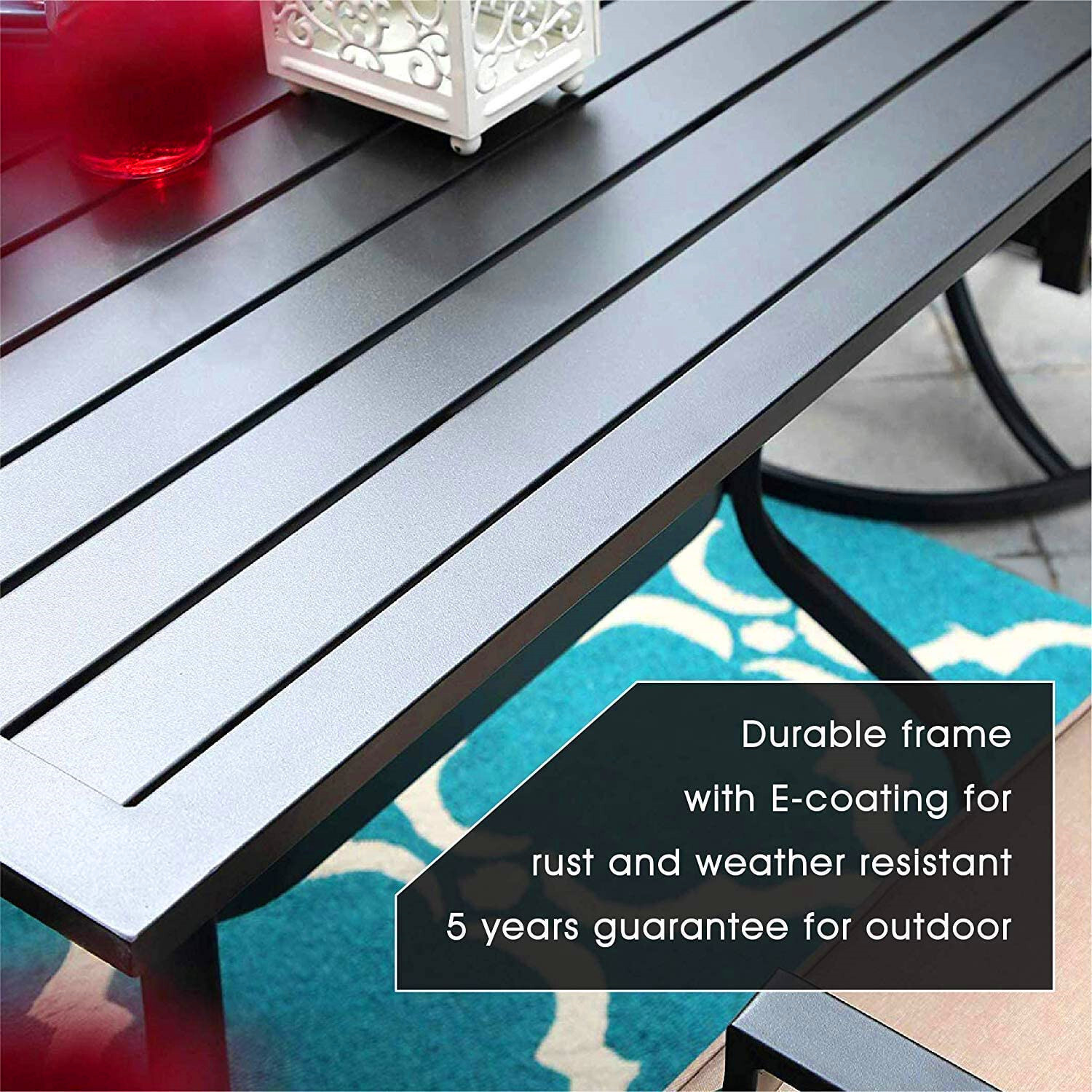 5 Piece Patio Furniture Set Outdoor Dining Table Swivel Chairs Set