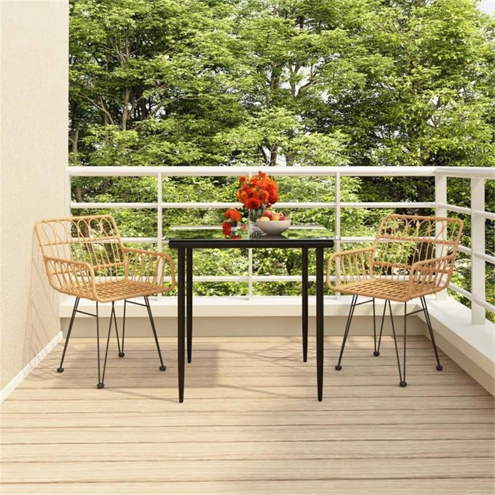 Bowery Hill Steel & Polyethylene Medium Garden Dining Set in Black